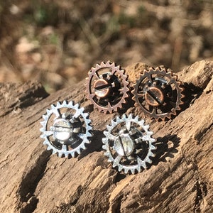 GP001. Steampunk Gear Post Stud Earrings by BVDesigns. Stainless Steel Posts. Hypoallergenic. 3/4” diameter.