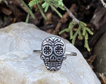 SR128. Day of the Dead Ring Dia De Los Muertos Unique High Quality 316L Stainless Steel Ring. Unisex.