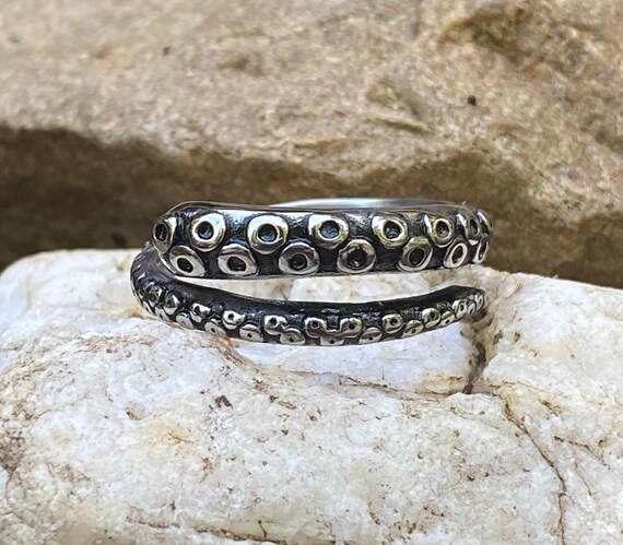 Sterling Silver Men Snake Ouroboros Ring with Blue Tigers Eye Gemstone »  Anitolia