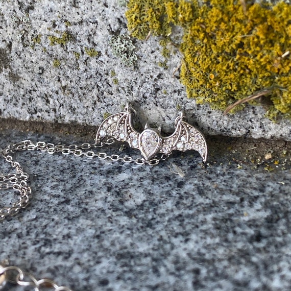 Bat Pendant - Silver Necklace - Talisa - Halloween Jewelry