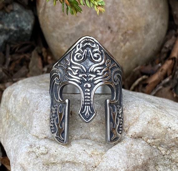 Stainless Steel Warrior Helmet Ring - Norse Spirit