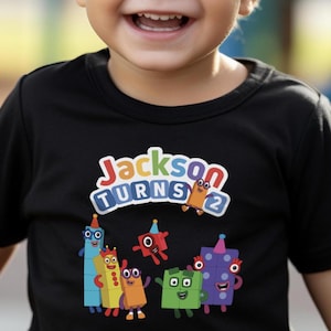 Number Blocks Birthday Shirt Personalized Party T-shirt