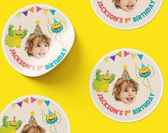 Personalized Birthday Stickers: Monster Party Favor Stickers