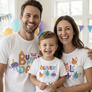 Bumble Nums Familieshirts Pappa en mamma en kind verjaardagsshirt supereenvoudige liedjes verjaardagsshirt,