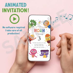Super Simple Songs Noodle and Pals video Invitation | Personalized Super Simple Songs Birthday Evite | animated birthday evite | Download