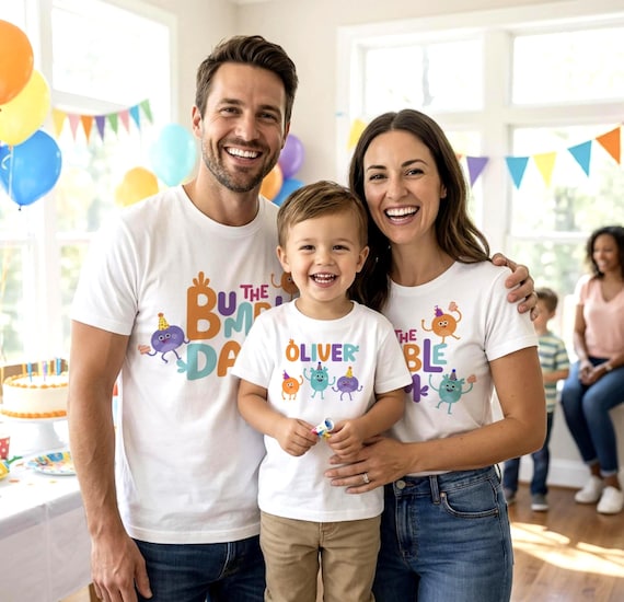 Bumble Nums Family group shirts Mom and Dad and child birthday shirt super simple songs birthday shirt