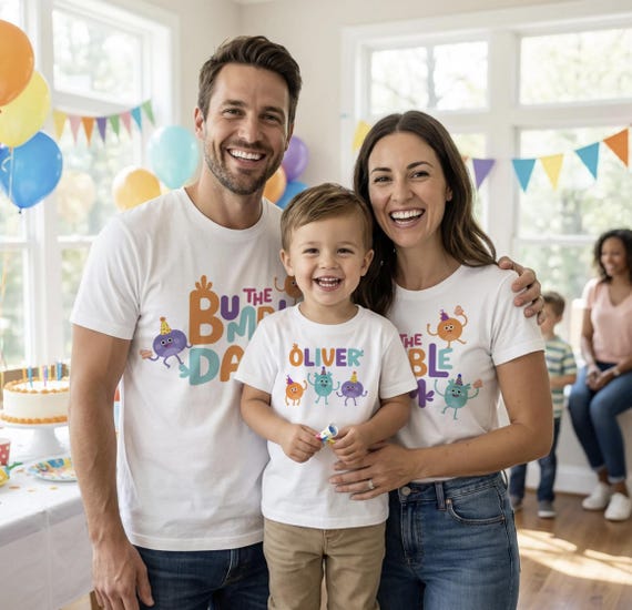 Bumble Nums Family group shirts Mom and Dad and child birthday shirt super simple songs birthday shirt