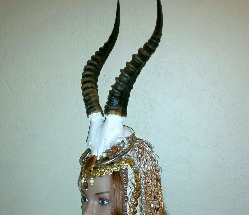 Forest Druid Goddess Tribal Barbarian Headdress With Antelope | Etsy