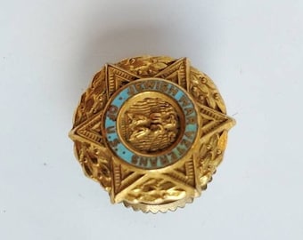 Jewish War Veterans of US Lapel Pin, Gilt, Turquoise Enamel