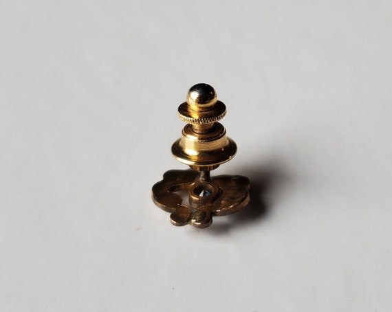 Antique Victorian Brass Tie Tack with Faux Pearls… - image 5