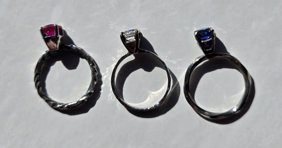 Vintage Sterling Stackable Solitaire Stone Rings … - image 6