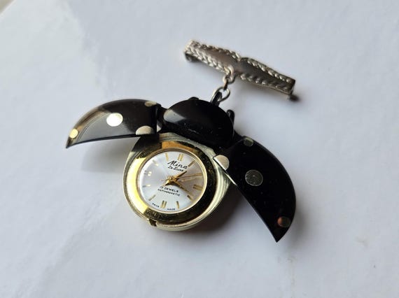 Vintage Cicada Mechanical Movement 17 Jewels Lapel Watch Aluminum Swiss Mina de Luxe Constructa Watch Ltd Missing Crown