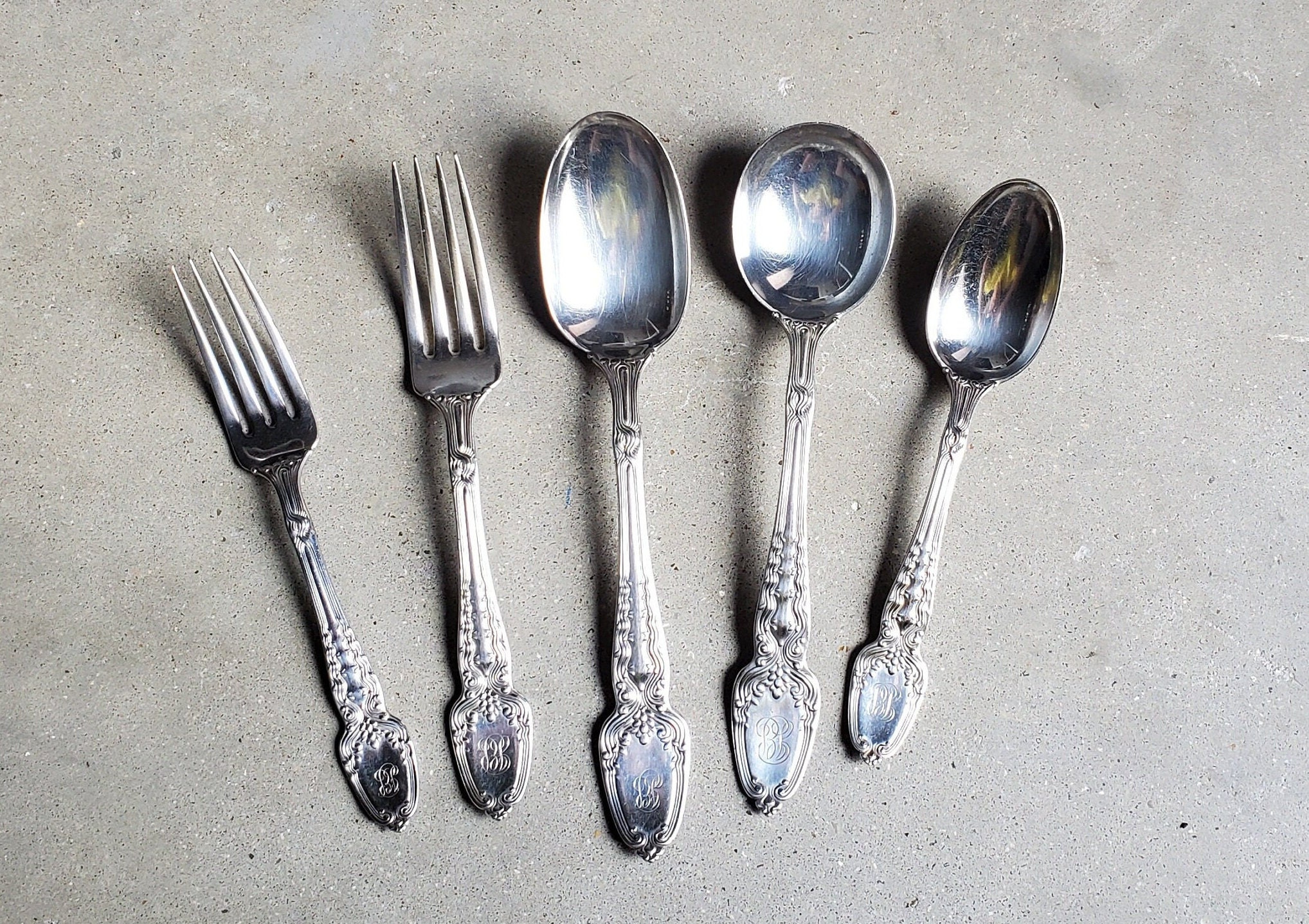 Antique Tiffany & Co. Sterling Silver Flatware, Broom Corn Pattern