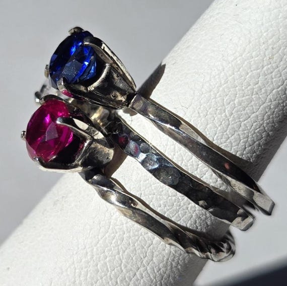 Vintage Sterling Stackable Solitaire Stone Rings … - image 7