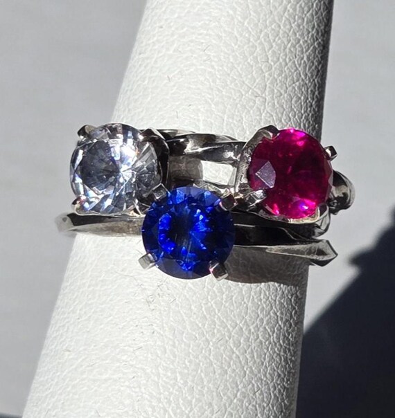 Vintage Sterling Stackable Solitaire Stone Rings … - image 9