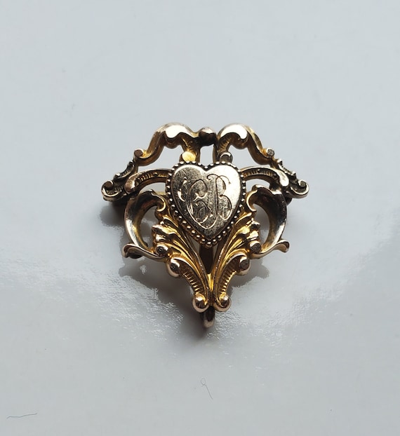 Antique 19th C. Chatelaine Watch Pin, Monogramed … - image 3