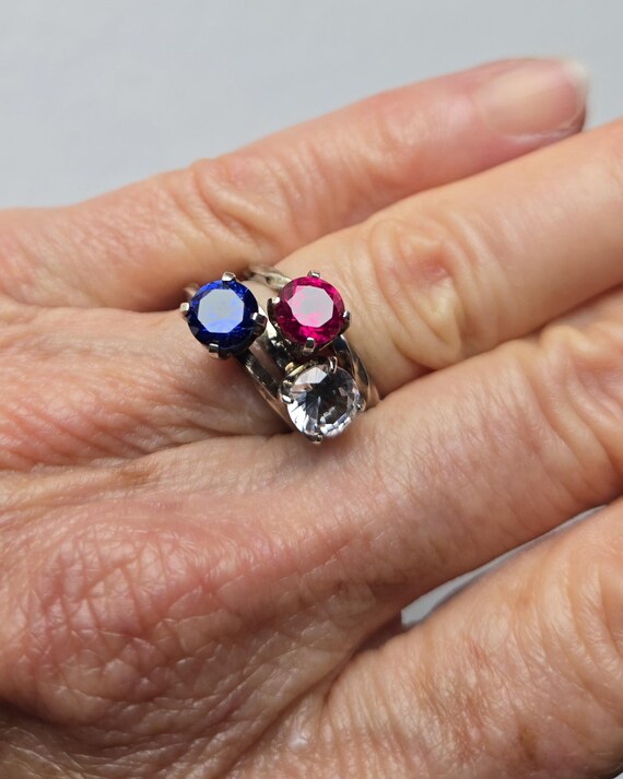 Vintage Sterling Stackable Solitaire Stone Rings … - image 10