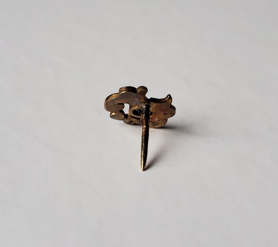 Antique Victorian Brass Tie Tack with Faux Pearls… - image 3