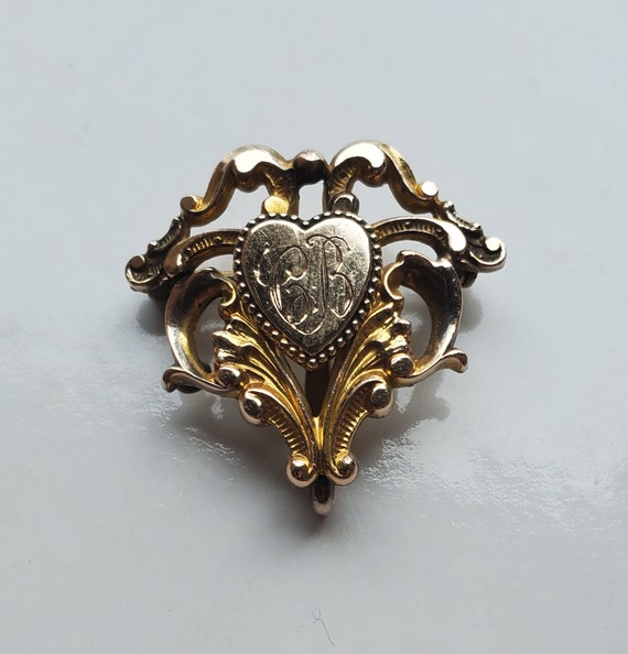 Antique 19th C. Chatelaine Watch Pin, Monogramed … - image 2