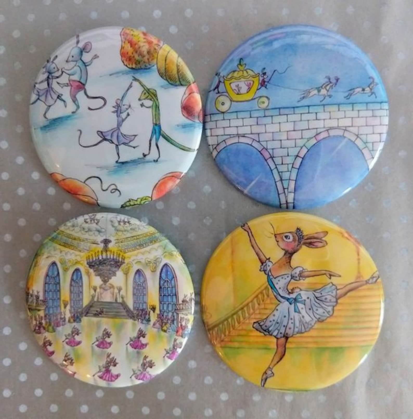 cinderella ballet bunnies buttons (set of 2 - 2.25 cinderella ballet bunnies buttons (set of 2 - 2.25