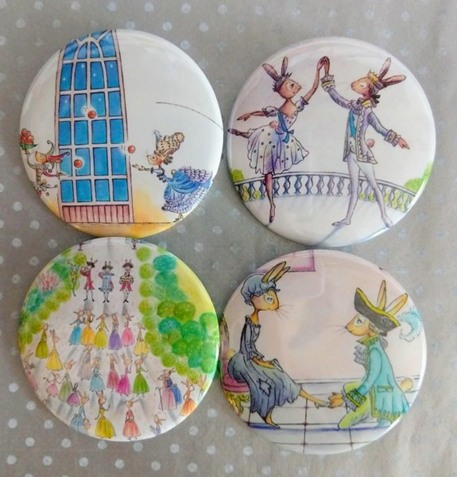 cinderella ballet bunnies buttons (set of 2 - 2.25 cinderella ballet bunnies buttons (set of 2 - 2.25