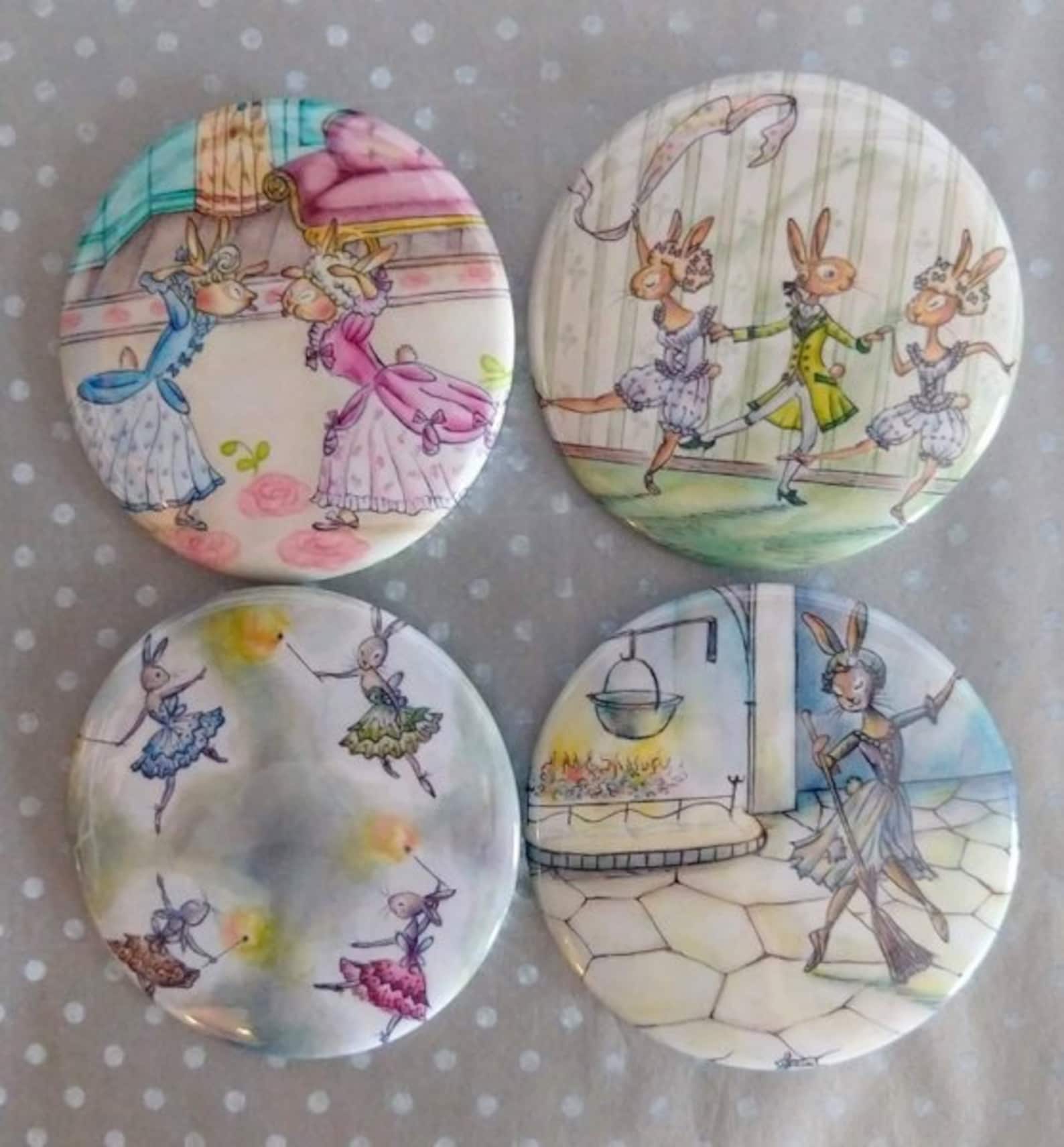 cinderella ballet bunnies buttons (set of 2 - 2.25 cinderella ballet bunnies buttons (set of 2 - 2.25