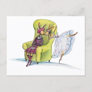 Conjunto de cartões postais La Sylphide Ballet Bunnies A (6 cartões)