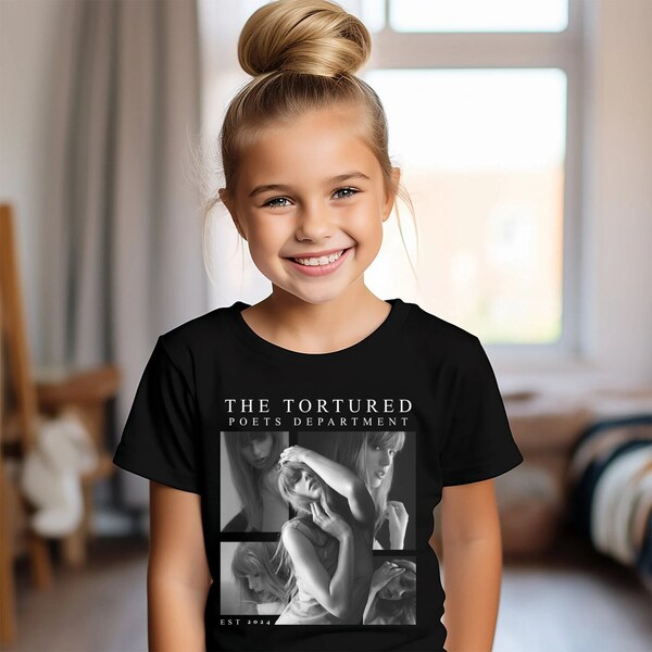 Maglietta del dipartimento dei poeti torturati, maglietta del nuovo album per bambini TTPD, girocollo per ragazzi, maglietta Swifties per giovani, merchandising del tour delle epoche giovanili