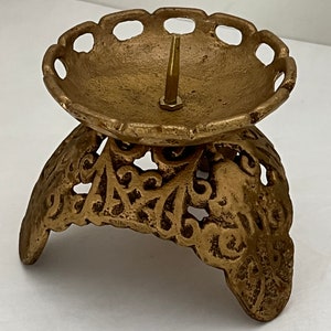 vintage dime store heavy gold color metal candle holder Japan