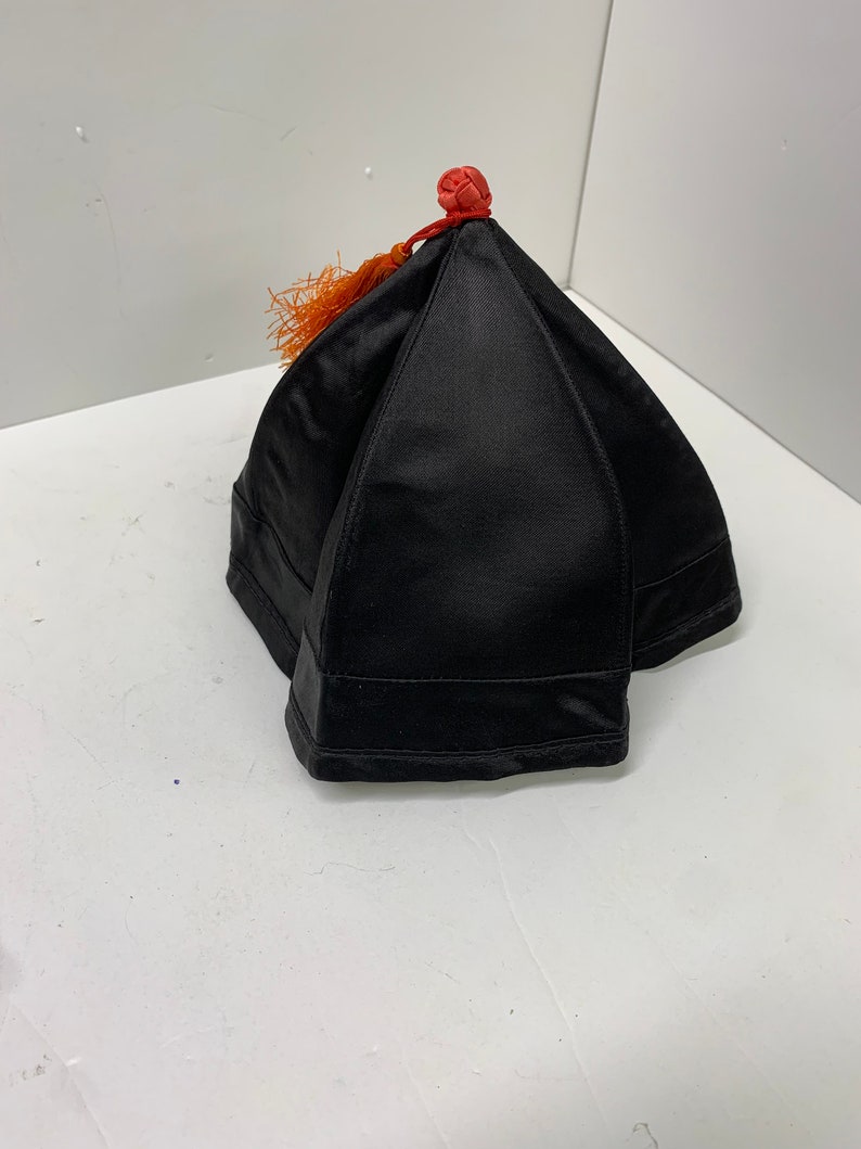 Vintage dime store traditional Japanese black hat with tassel. image 3