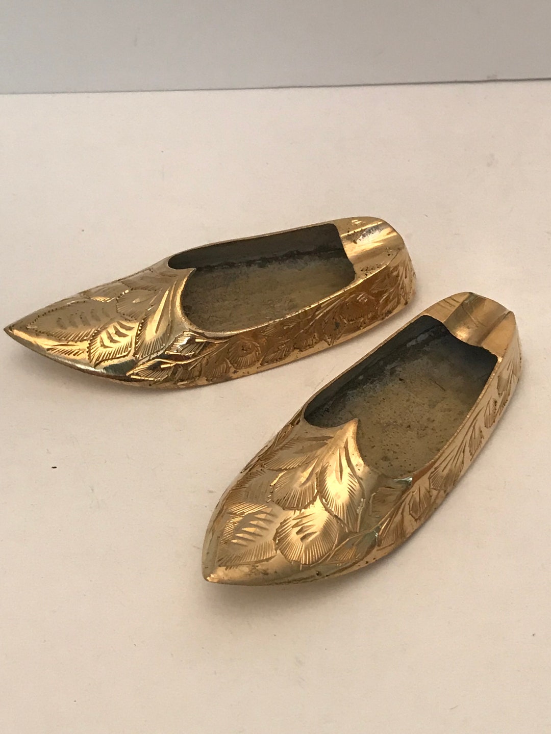 Vintage Pair of Mini Brass Shoe Ashtrays Hand Crafted - Etsy