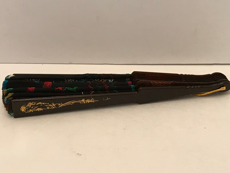 Vintage fabric embroidered fan with peacock design 2 colors available.