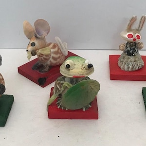 Vintage set of 5 handmade Japanese shell creatures nos