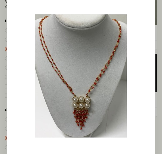 Vintage Seed Bead Necklace With Faux Pearl Pendant - Etsy