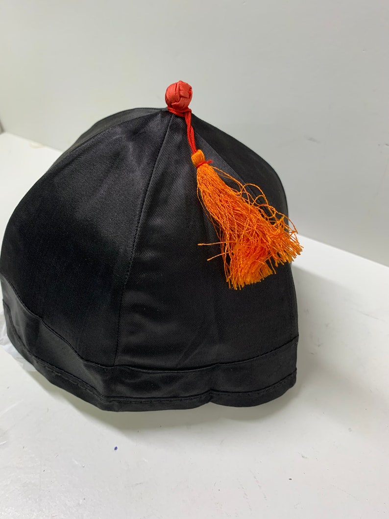 Vintage dime store traditional Japanese black hat with tassel. image 5