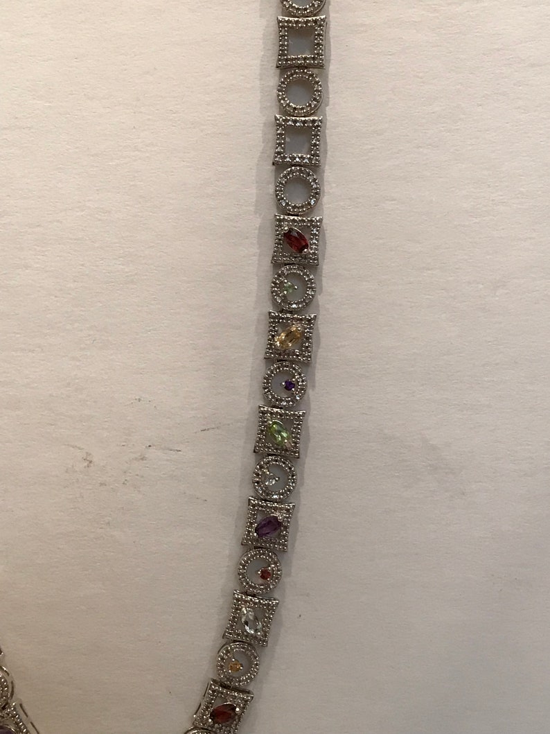 Vintage Sterling Silver With Multi Gemstones 18 Inches Long - Etsy