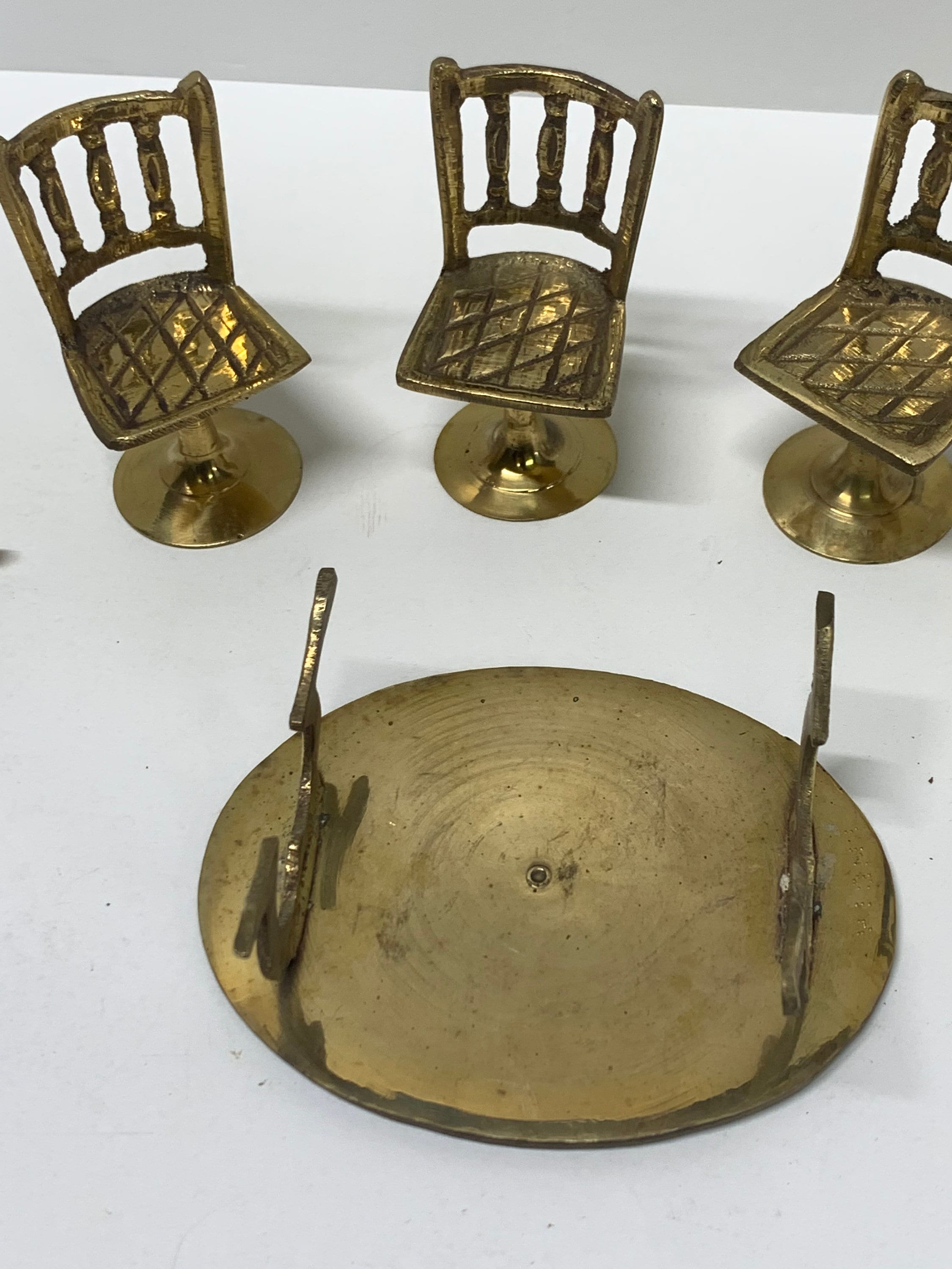 Vintage Dinner Solid Brass Mini Chair Set For Home And Office Decor Kids Gift 