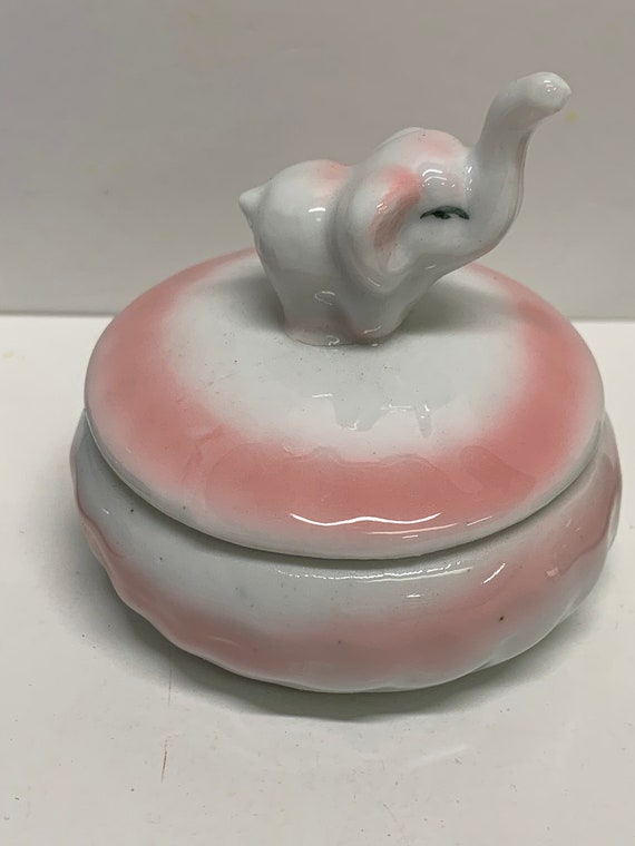 vintage ceramic dime store animal trinket box  el… - image 3