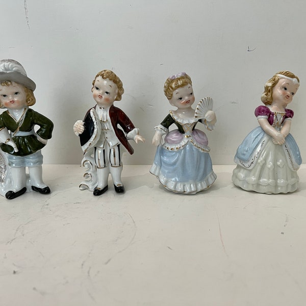 vintage dime store ceramic Victorian child figurines/ statues hand painted dresses Edward P. Paul & company