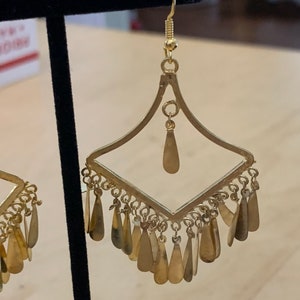vintage dime store hand made earrings Dimond shape with dangles
