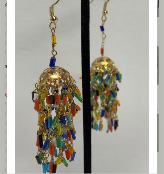 vintage dime store seed bead glass chandelier ear… - image 1