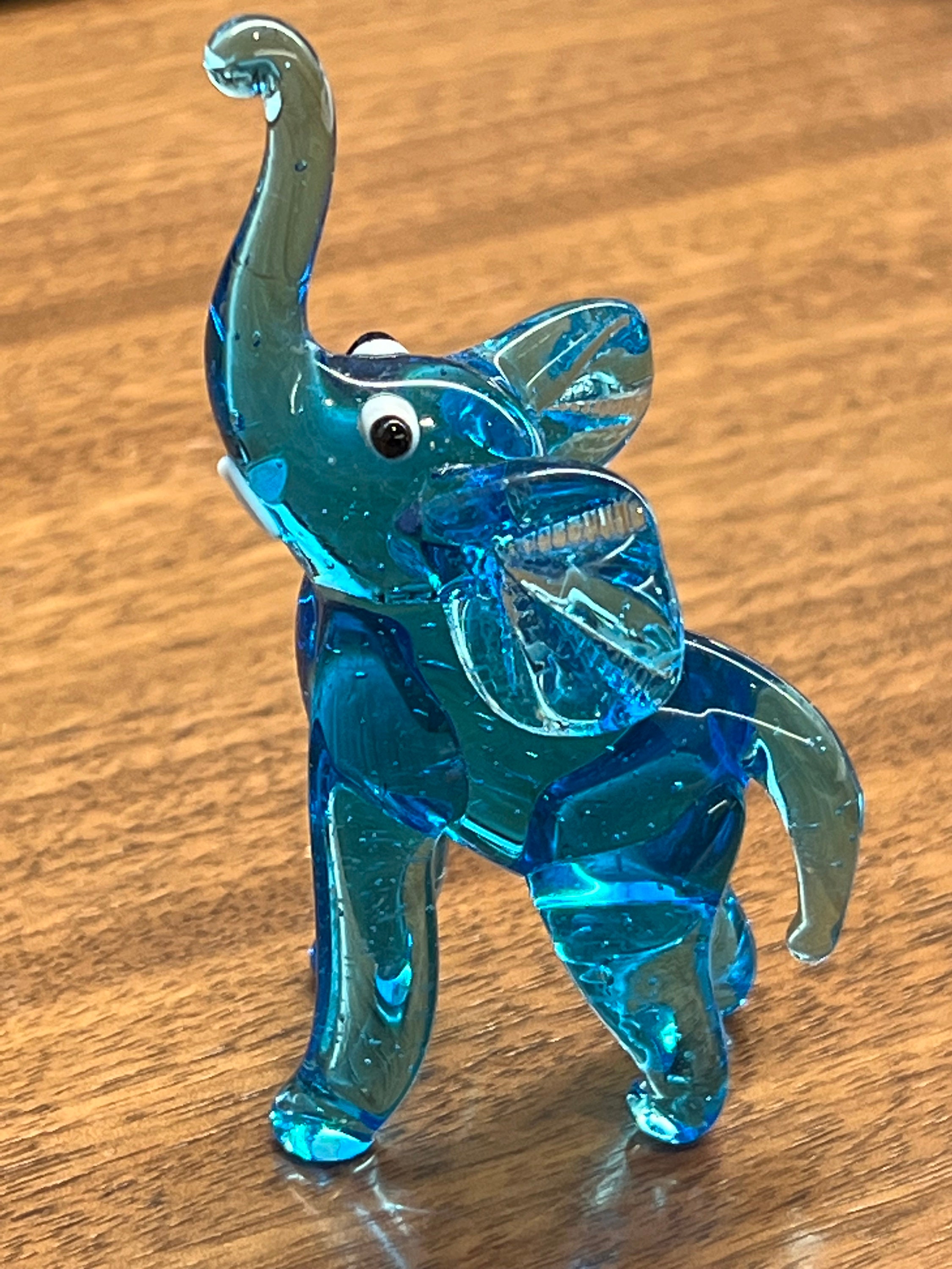 Vintage Handblown Lamp Work Blue Glass Elephant. NOS - Etsy