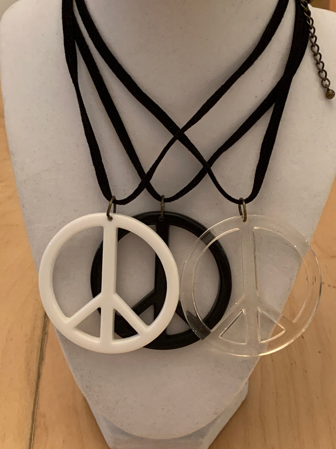 Vintage 60s Peace Sign Choker: Recycled Plastic Hippie Necklace - Etsy