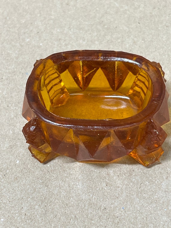 vintage dime store amber glass trinket tiny jewelr