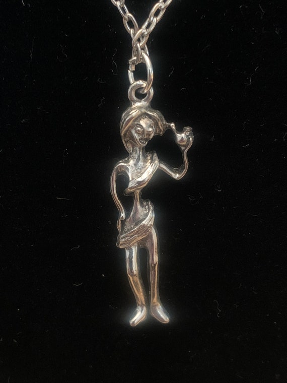 Vintage dime store toga lady pedant on chain. - image 1