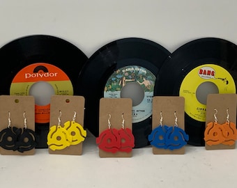 Upcycled Vinyl Record Adapter Earrings: 45 RPM