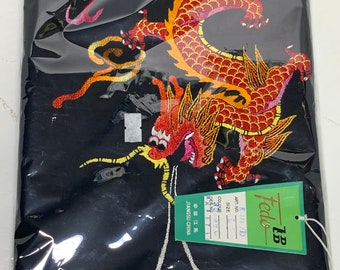 vintage dime store embroidered black kimono with dragon several colors available