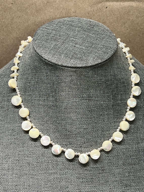 vintage dime store mother of pearl necklace Japan