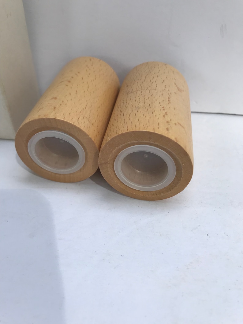 Vintage wood salt and pepper shaker Japan NOS boxed.