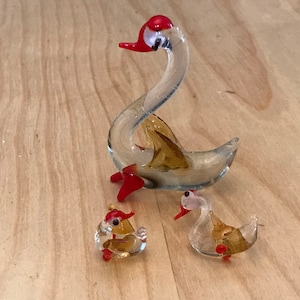 Vintage hand blown glass animal swan # 3303 set 3 pcs